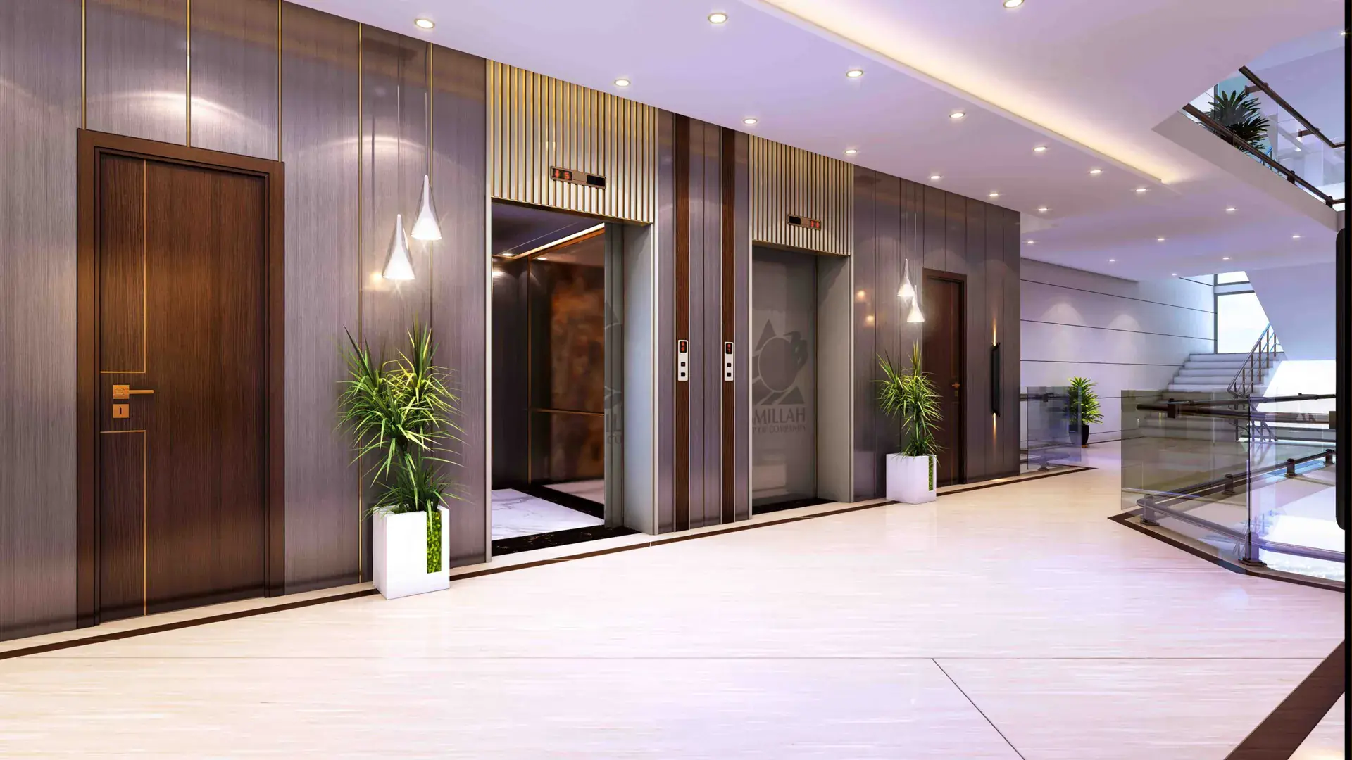 3 Bed Drawing Lounge Flats for Sale in Karachi — Victoria Residency Type-A Ruby — Lift Area Luxury 3 bed drawing lounge flats for sale in Karachi, Victoria Residency Type-A Ruby.