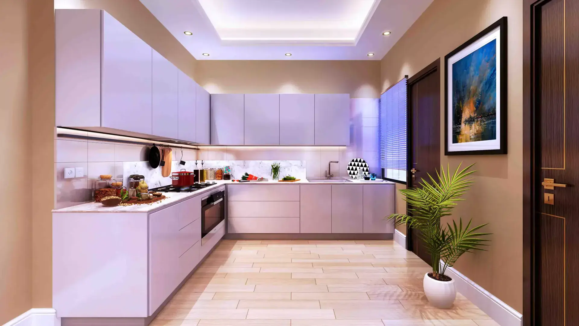 4 Bed Drawing Lounge Flats in Callachi Society — Victoria Residency Type-XL Emerald — Gallery 8 Luxurious kitchen with modern appliances and elegant design in a 4 bed drawing lounge flat.