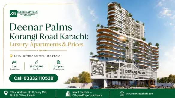 Deenar Palms At Korangi Road, Karachi Luxury Apartments Exterior With Lush Greenery.