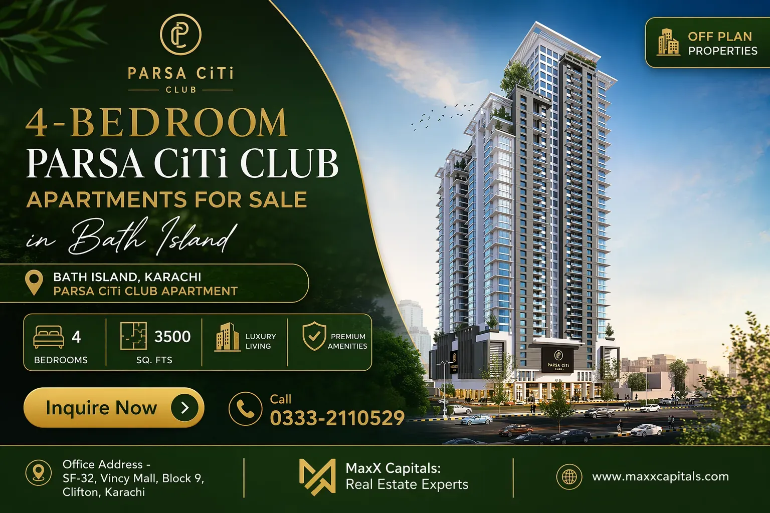 Parsa Citi Club Apartments On Booking in Bath Island, Karachi