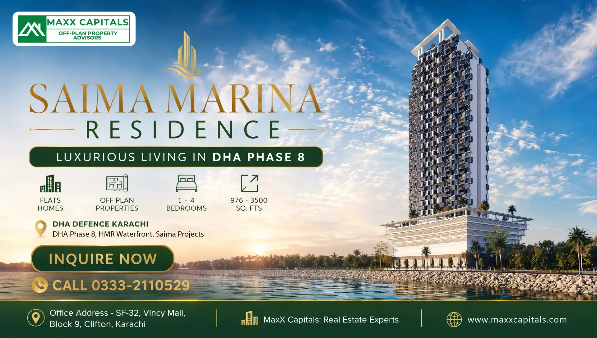 Saima Marina Residence Flats On Booking DHA Phase 8 Karachi