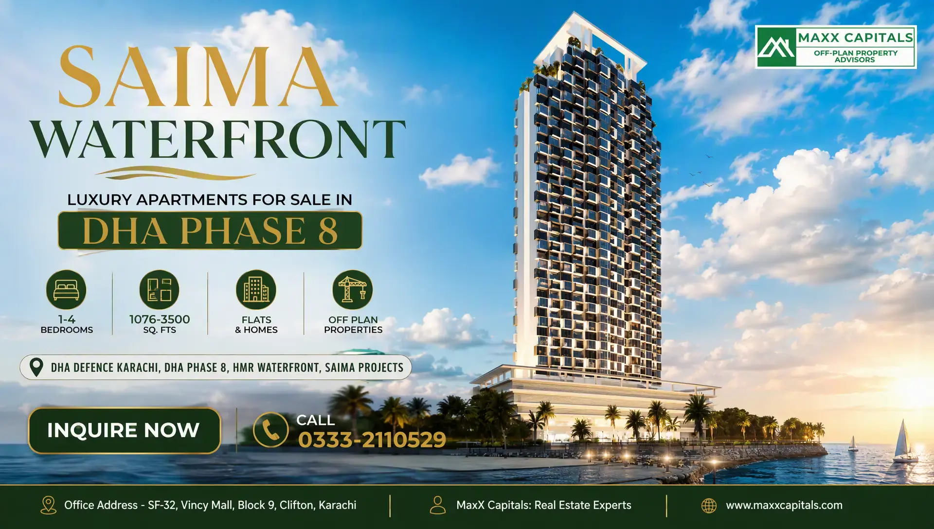 Saima Waterfront: Apartments On Booking in DHA Phase 8 Karachi