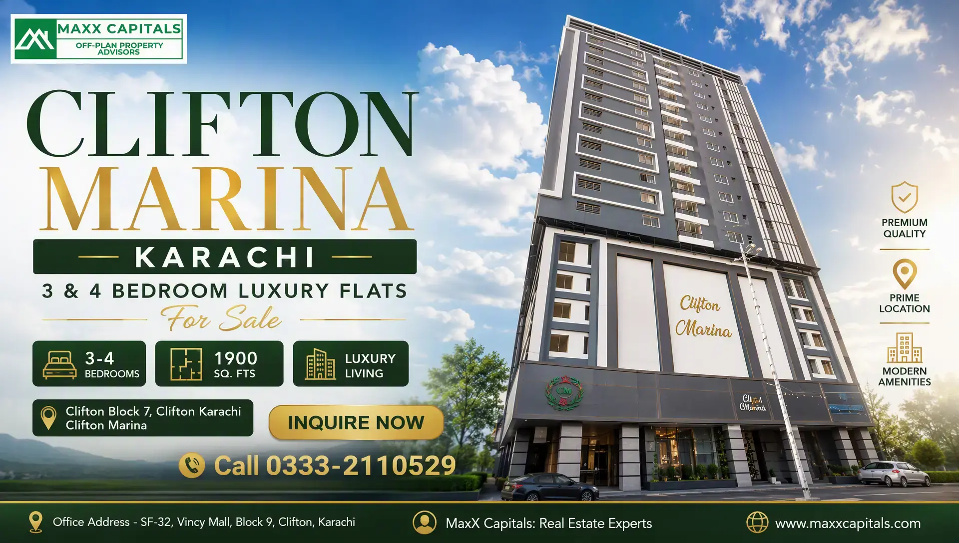 Clifton Marina: 3 & 4 Bed Flats for Sale in Clifton Block 7