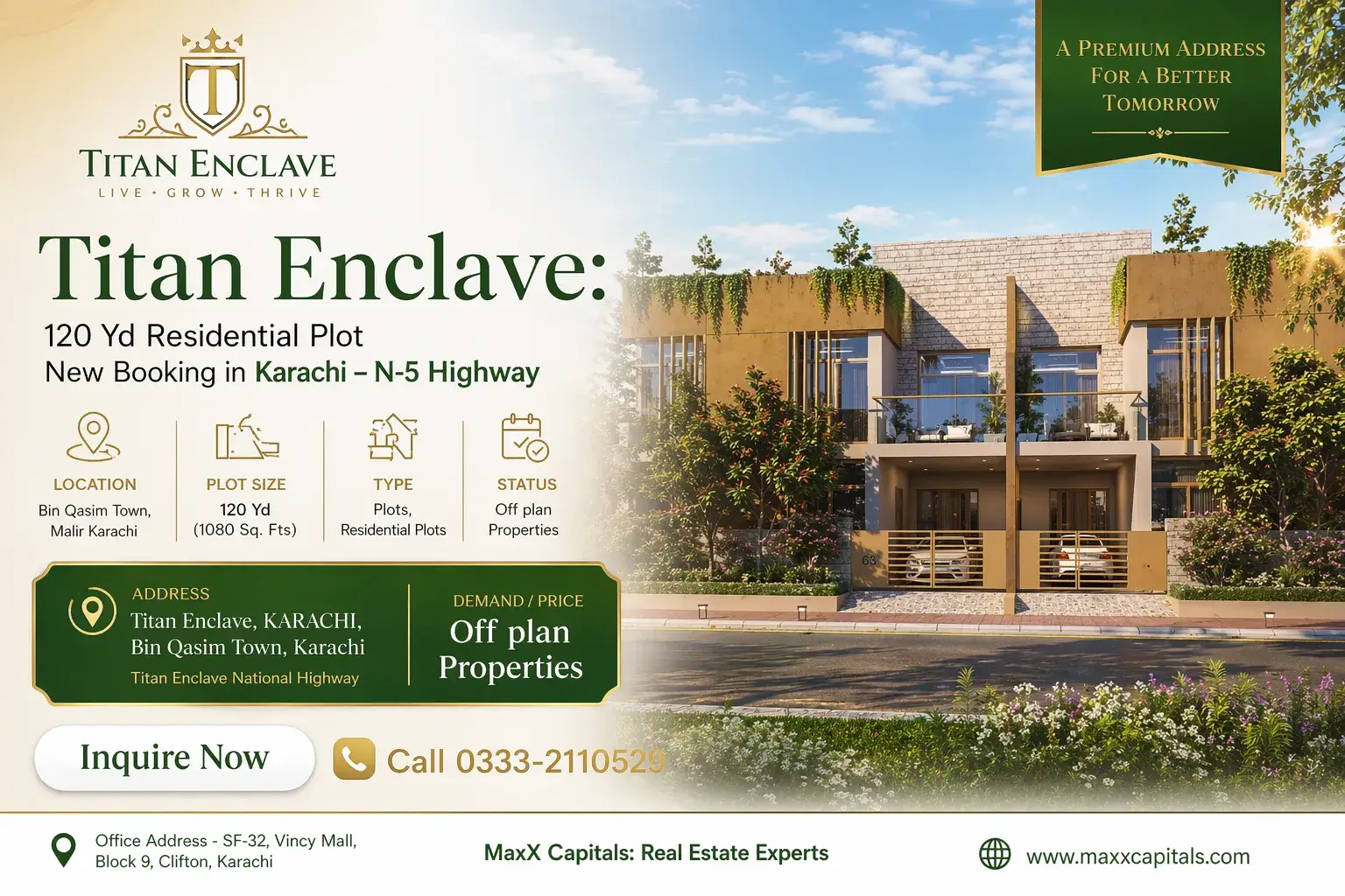 Titan Enclave: 120 Sq Yd Plots on Booking in Karachi